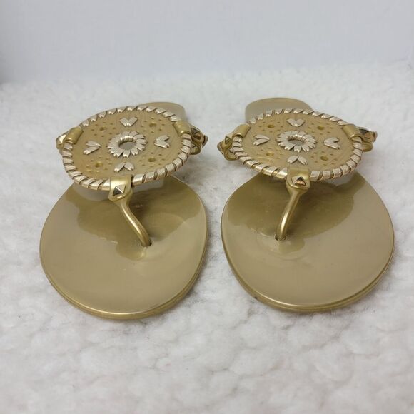 Jack Rogers Sandals Womens Size 8 Gold Georgica Jelly Slip On Flip Flops Shoes - Picture 2 of 9